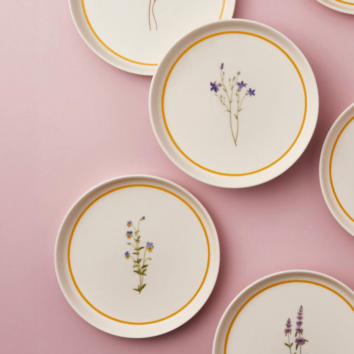 Hermia Juego de Platos para Postre Multicolor (6 Piezas) de Porcelana, 21x21x2 cm